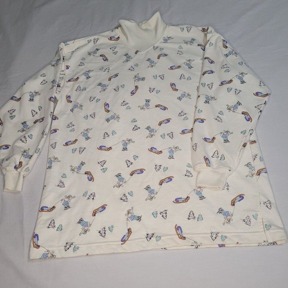 Architect Women's Mock Neck Sled Print Shirt Sz Med  Two Small Spots Shown Pics - Picture 8 of 10